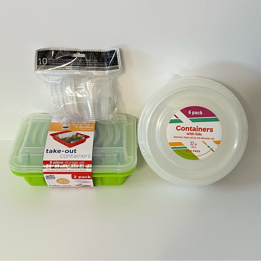 3/$30 Takeout Style Plastic Food Storage Containers Bundle Lot Cool Gear NEW
